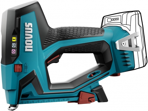 Set capsator electric profesional fara fir tip tacker Novus J-551 cu geanta de transport, 1 baterie CAS 18V + incarcator si 5.000 capse